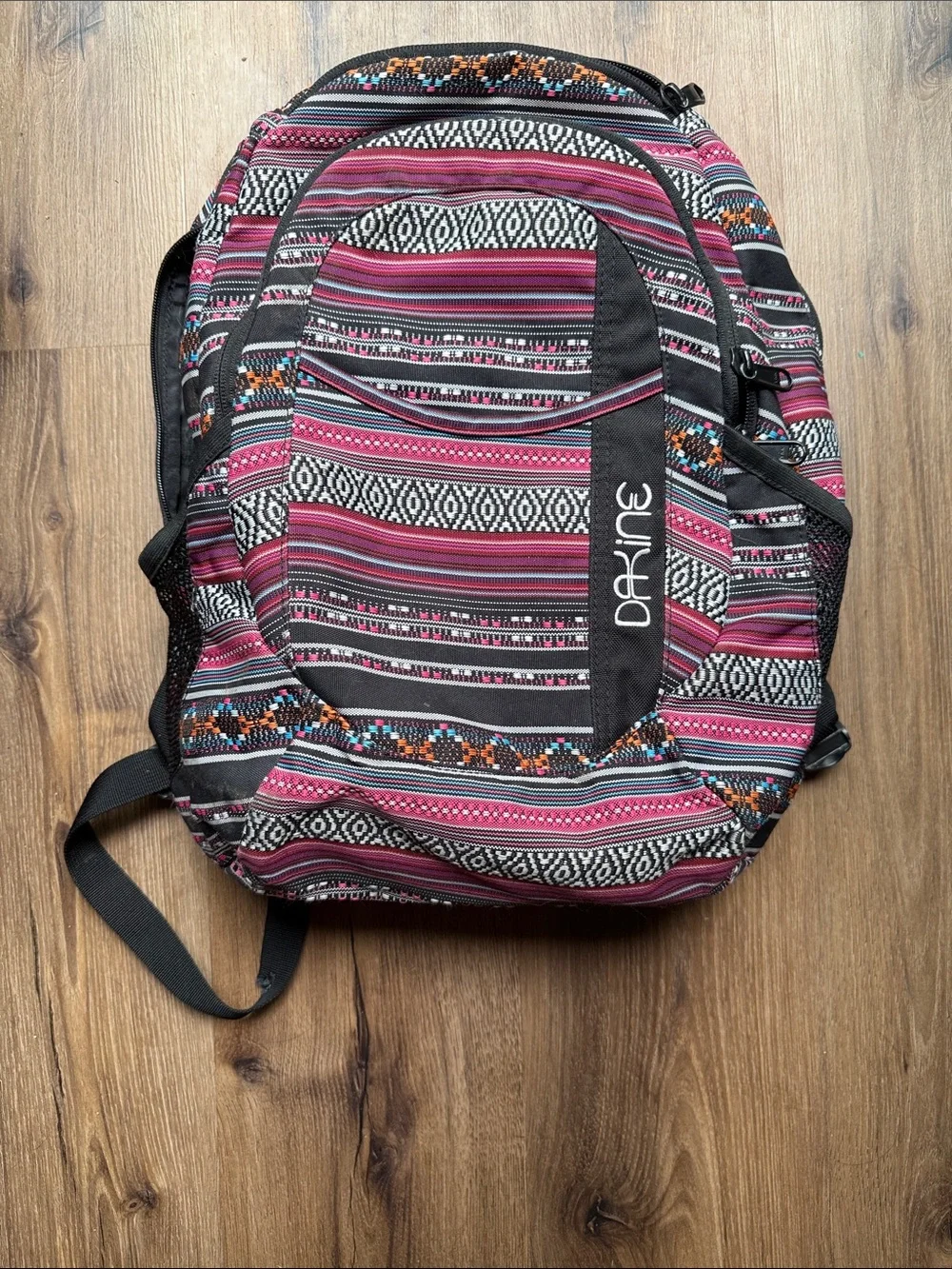 Dakine Pink Aztec Stripe Backpack with Black Accents